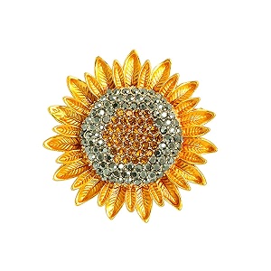 sannidhi sunflower brooch for women gold alloy rhinestones brooch pin retro crystal flower saree brooches pins for coat robe shawl gift