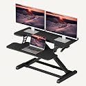 SANODESK 32" Height Adjustable Standing Desk Converter, Desk Riser Sit Stand Workstation for Home Office Laptop &amp; Dual Monitor Setup, Ergonomic Lift Platform, Black