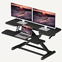 SANODESK 40" Desk Converter, Height Adjustable Sit to Stand Riser, Dual Monitor and Laptop Workstation with Wide Keyboard Tray, Modern Minimalist Design, Black