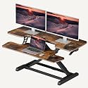 SANODESK 40" Standing Desk Converter, Effortless Lift Sit-Stand Desk Riser for Dual Monitors, Large Ergonomic Computer Workstation Tabletop, Rustic Brown