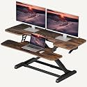 SANODESK 42" Extra Large Standing Desk Converter, Effortless Lift Sit-Stand Riser, Heavy Duty Multi-Device Workstation, Spacious Ergonomic Desktop Riser, Rustic Brown