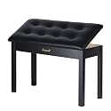 Sanpuli Solid Wood Duet Piano Bench with Storage, Piano Stool and Padded Cushion, Keyboard Bench with Bookcase, Piano Chair and Piano Seat with High-Density Sponges.