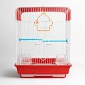 SANSEFERO Hanging Bird Cage for Lovebirds, Parrots, Parakeets, Budgies and Cockatiels Included Bottom Tray, Feeders, Bird Swings & Plastic Perches (12X9X15 Inch)