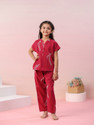 Sanskrutihomes Girls Printed Red Night Suit Set