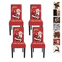 Santa Claus Christmas Dining Chair Covers Set of 4, Ho Ho Ho