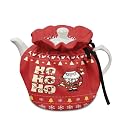 Santa Claus Lights Insulated Tea Cosy for Teapots Scratches-Proof Fabric Tea Pot Protective Dust Cover Breakfast Warmer Tea Kettle Quilt for Home Kitchen Red Christmas Decor