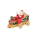 Santa Claus Steam Train Jewelry Trinket Box Hinged Enameled Hand-Painted Ornaments Christmas Gift for Home Decor (Red)