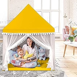 jumbo size light weight kids play tent house for 3-13 year old kids girls and boys plain yellow