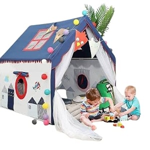 jumbo size light weight kids play tent house for 3-13 year old kids girlsampboys blue city tent house theme