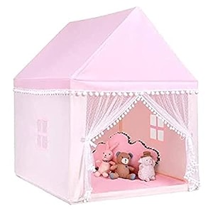 jumbo size light weight kids play tent house for 3-13 year old kids girls and boys plain pink