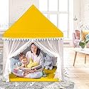 Jumbo Size Light Weight Kids Play Tent House for 3-13 Year Old Kids Girls and Boys (Plain Yellow)