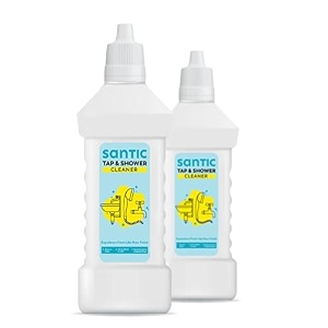 santic tap amp shower cleaner for hard water stains- pack of 2 250 ml each  tap cleaning amp degreasing liquid  tap cleaner for bathroom  cleans to a mirror like finish