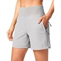SANTINY Women's 5''/7'' Hiking Golf Shorts with 3 Zipper Pockets