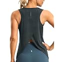 SANTINY Workout Tops for Women Open Back Athletic Tank Tops Running Shirts