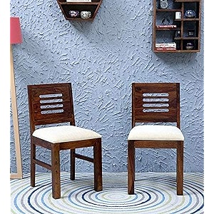 santosha decor solid sheesham wood dining chair for living room set of 2 study chair teak finish