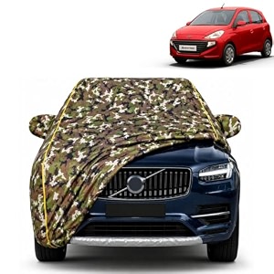 santro 100 waterproof car cover  dustproof sun protection cover  soft cotton lining  triple stitched  mirror pocket  antenna pocket  all weather body cover army