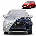 Santro 100% Waterproof Car Cover | Dustproof Sun Protection Cover | Soft Cotton Lining | Triple Stitched | Mirror Pocket | Antenna Pocket | All Weather Body Cover (Silver with Yellow Piping)