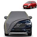 Santro 100% Waterproof Car Cover | Dustproof Sun Protection Cover | Soft Cotton Lining | Triple Stitched | Mirror Pocket | Antenna Pocket | All Weather Body Cover (Grey with Yellow Piping)