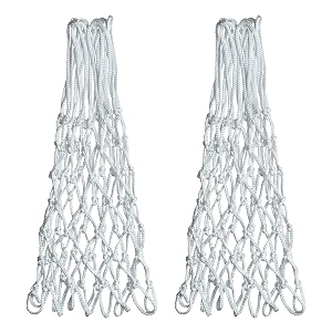 sanung 2pcs white basketball net 12 loops 21 inch professional anti-whip basketball net replacement with storage pouch for competition standard indoor outdoor all-weather thick mesh nets