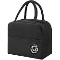 (Black Insulated Aluminium Foil Portable Resuable Nylon Lunch Bag for Office, College, Picnic, Travel. Leakproof Tote Bag for Men and Women