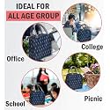 [Blue Feather Insulated Aluminium Foil Portable Resuable Printed Nylon Lunch Bag for Office, College, Picnic, Travel. Leakproof Tote Bag for Men and Women