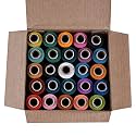 Delta 2 PLY Polyester Sewing Thread Box (300 Meters Each- Set of 25 Tubes) - Multicolored (Dark Shade) Thread Spools