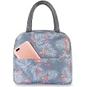 [Grey Flamingo Insulated Aluminium Foil Portable Resuable Printed Nylon Lunch Bag for Office, College, Picnic, Travel. Leakproof Tote Bag for Men and Women