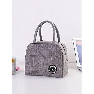 grey insulated aluminium foil portable resuable printed nylon lunch bag for office college picnic travel leakproof tote bag for men and women