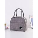 (Grey Insulated Aluminium Foil Portable Resuable Printed Nylon Lunch Bag for Office, College, Picnic, Travel. Leakproof Tote Bag for Men and Women