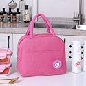 (Pink Insulated Aluminium Foil Portable Resuable Printed Nylon Lunch Bag for Office, College, Picnic, Travel. Leakproof Tote Bag for Men and Women