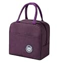 (Purple Insulated Aluminium Foil Portable Resuable Printed Nylon Lunch Bag for Office, College, Picnic, Travel. Leakproof Tote Bag for Men and Women