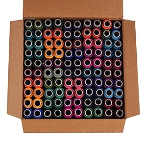 eastate poly 2 ply polyester sewing thread box 180 meters each- set of 100 tubes - multicolored dark shade thread spools