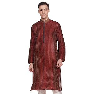 Sanwara Mens Woven Designer Silk Kurta