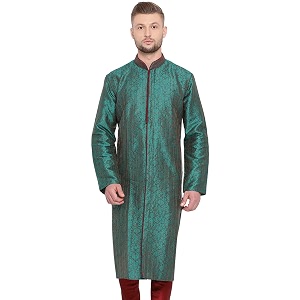 Sanwara Mens Woven Designer Silk Kurta