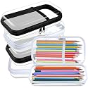 Sanwuta 4 Pcs Clear Hard Shell Zipper Case Plastic Case, Black and White