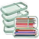 Sanwuta 4 Pcs Clear Hard Shell Zipper Case Plastic Case, Matcha Green