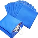 Sanwuta 8 Pcs Zippered Silver Storage Bags Anti Tarnish Pouches, Navy Blue