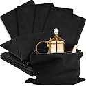 Sanwuta 8 Pcs Zippered Silver Storage Bags Anti Tarnish Pouches, Black