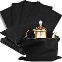 Sanwuta 8 Pcs Zippered Silver Storage Bags Anti Tarnish Pouches, black