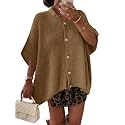Saodimallsu Womens Oversized Cardigan Sweaters Short Sleeve Button Down Casual Lightweight Loose Knit Trendy Cardigans
