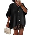 Saodimallsu Womens Oversized Cardigan Sweaters Short Sleeve Button Down Casual Lightweight Loose Knit Trendy Cardigans