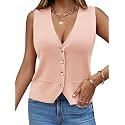 Saodimallsu Womens Sleeveless Sweater Vest V Neck Button Knit Cardigan