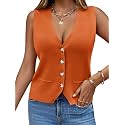 Saodimallsu Womens Sleeveless Sweater Vest V Neck Button Knit Cardigan