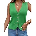 Saodimallsu Womens Sleeveless Sweater Vest V Neck Button Knit Cardigan