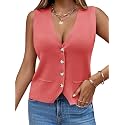 Saodimallsu Womens Sleeveless Sweater Vest V Neck Button Knit Cardigan