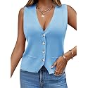 Saodimallsu Womens Sleeveless Sweater Vest V Neck Button Knit Cardigan