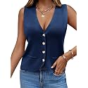 Saodimallsu Womens Sleeveless Sweater Vest V Neck Button Knit Cardigan