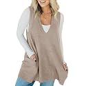 Saodimallsu Womens Sleeveless Sweater Vest V Neck Long Tunic Dress