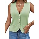 Saodimallsu Womens Sleeveless Sweater Vest V Neck Button Knit Cardigan