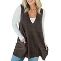 Saodimallsu Womens Sleeveless Sweater Vest V Neck Long Tunic Dress